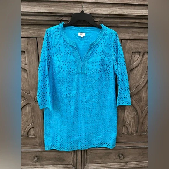 crown & ivy | Dresses | Euc Womens Crown Ivy Bright Blue 34 Sleeve Fall  Dress 2 | Poshmark